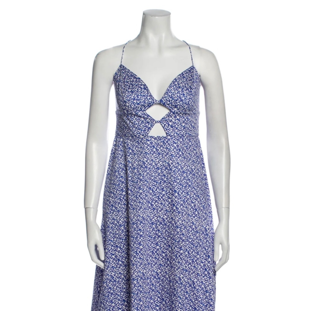 SALONI Jana Printed Midi Dress Blue Size 6